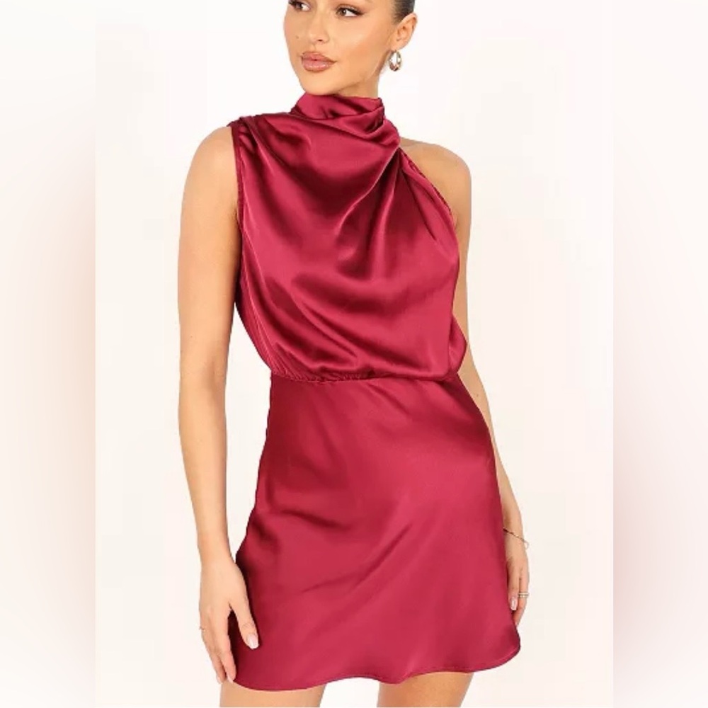 Anabelle Halter Neck Mini Dress - Berry
